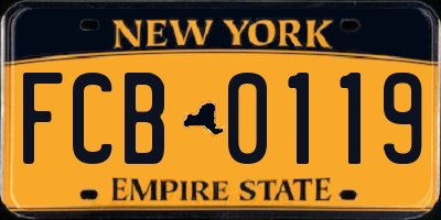 NY license plate FCB0119