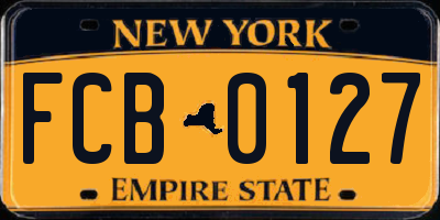 NY license plate FCB0127