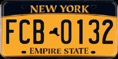 NY license plate FCB0132