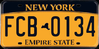 NY license plate FCB0134