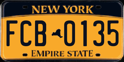 NY license plate FCB0135