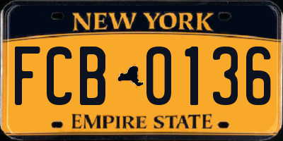 NY license plate FCB0136