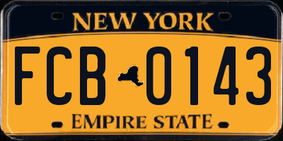 NY license plate FCB0143