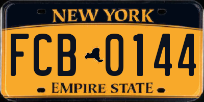NY license plate FCB0144