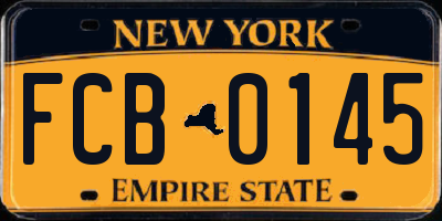 NY license plate FCB0145