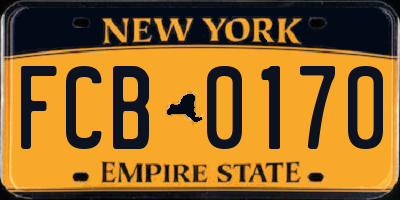 NY license plate FCB0170