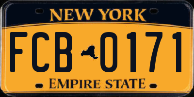 NY license plate FCB0171