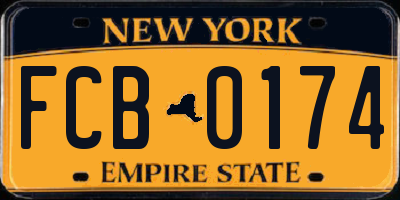 NY license plate FCB0174