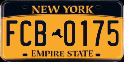 NY license plate FCB0175