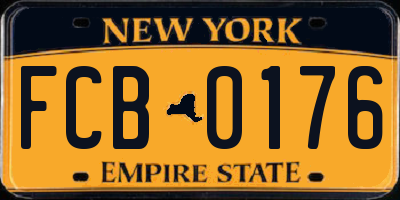 NY license plate FCB0176