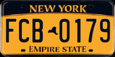NY license plate FCB0179