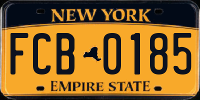 NY license plate FCB0185