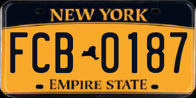 NY license plate FCB0187