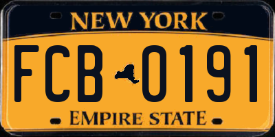 NY license plate FCB0191