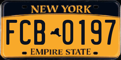 NY license plate FCB0197