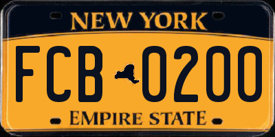 NY license plate FCB0200