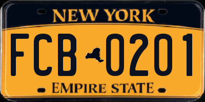 NY license plate FCB0201