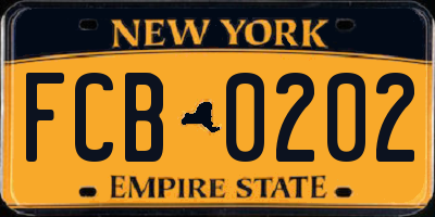 NY license plate FCB0202