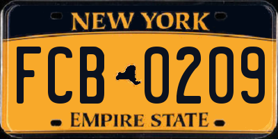 NY license plate FCB0209