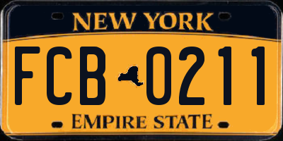 NY license plate FCB0211