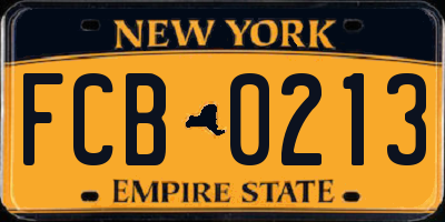 NY license plate FCB0213