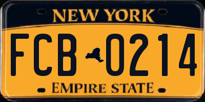 NY license plate FCB0214
