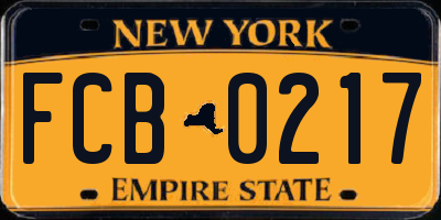 NY license plate FCB0217