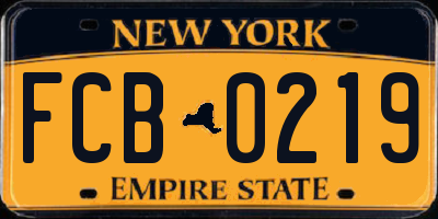NY license plate FCB0219