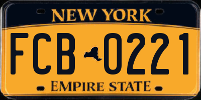 NY license plate FCB0221