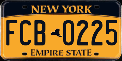 NY license plate FCB0225