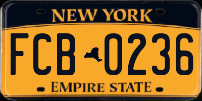 NY license plate FCB0236