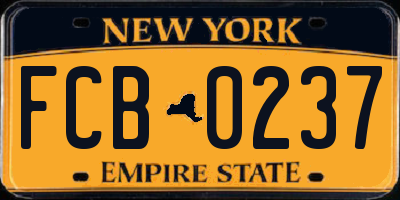 NY license plate FCB0237