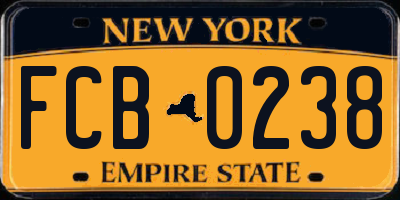 NY license plate FCB0238