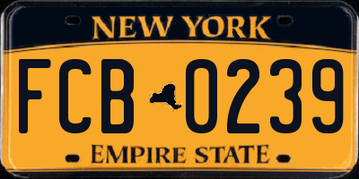 NY license plate FCB0239