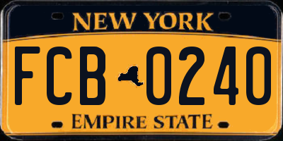NY license plate FCB0240
