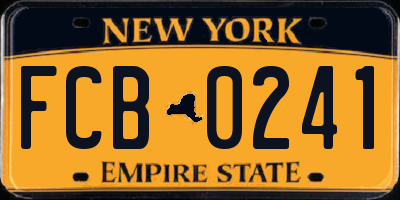 NY license plate FCB0241
