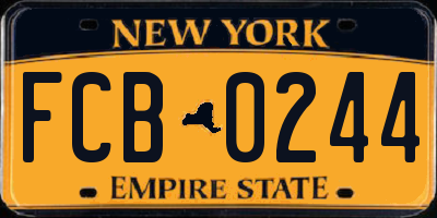 NY license plate FCB0244