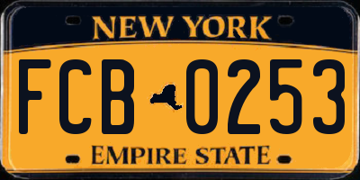 NY license plate FCB0253