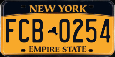 NY license plate FCB0254