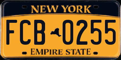 NY license plate FCB0255