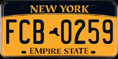 NY license plate FCB0259