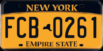 NY license plate FCB0261