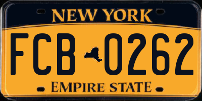 NY license plate FCB0262