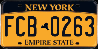 NY license plate FCB0263