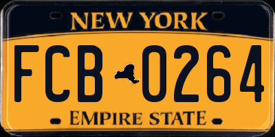 NY license plate FCB0264