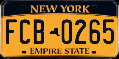 NY license plate FCB0265