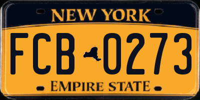 NY license plate FCB0273