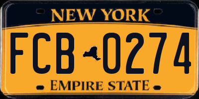 NY license plate FCB0274