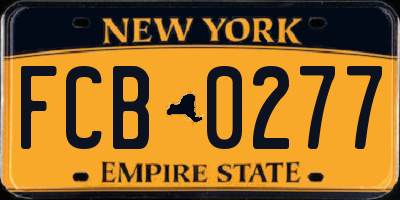 NY license plate FCB0277