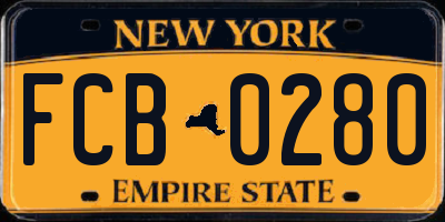 NY license plate FCB0280